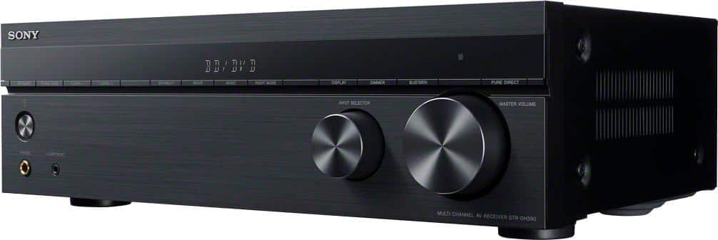 Left. Sony - STRDH590 - 725W 5.2-Ch. Hi-Res 4K Ultra HD HDR A/V Home Theater Receiver - Black.