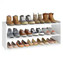 Songmics Home - Shoe Rack for Closet, Stackable Shoe Organizer Shelf for Entryway, 2 Tiers, 11.7 x 32.3 x 14.2 Inches - White