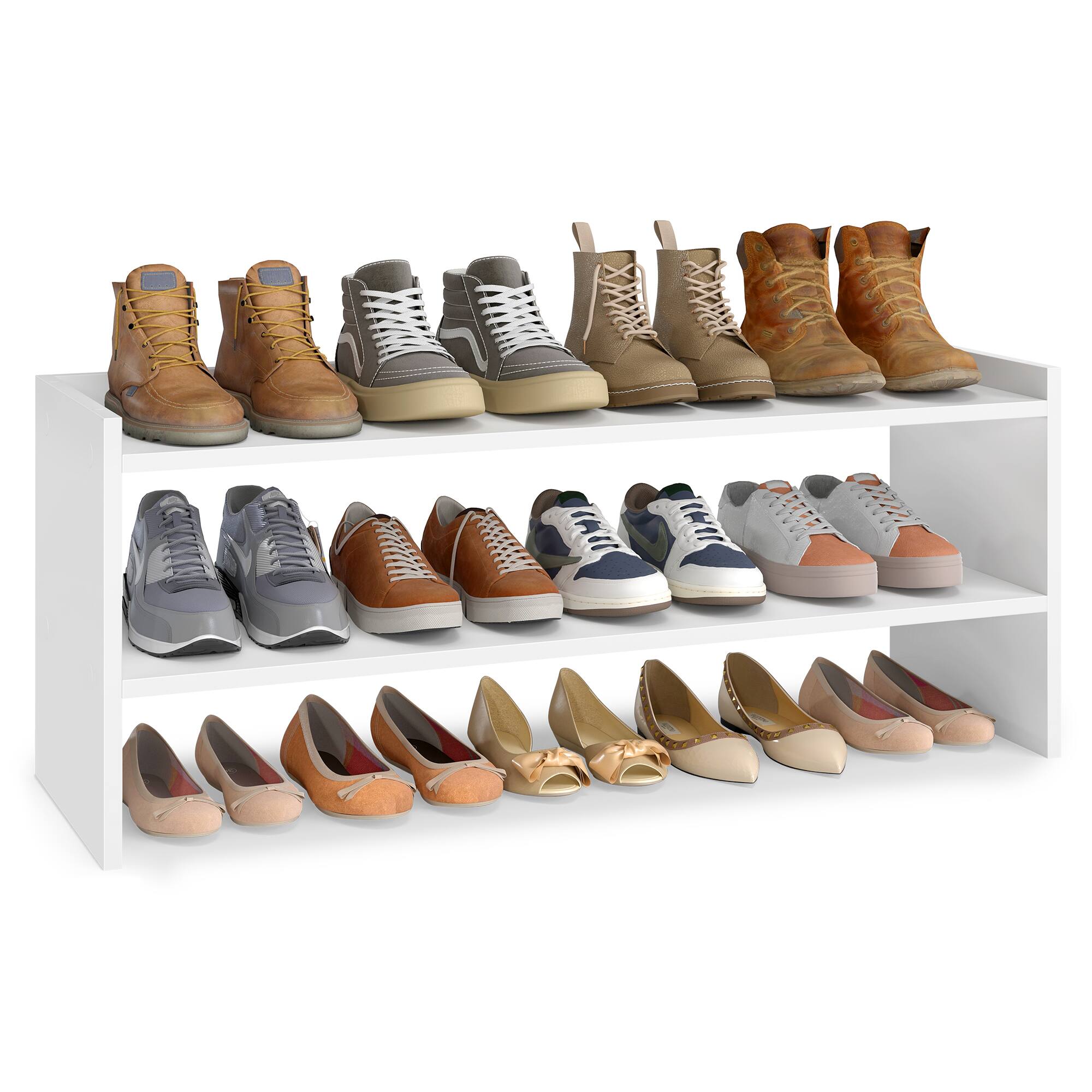 Songmics Home - Shoe Rack for Closet, Stackable Shoe Organizer Shelf for Entryway, 2 Tiers, 11.7 x 32.3 x 14.2 Inches - White
