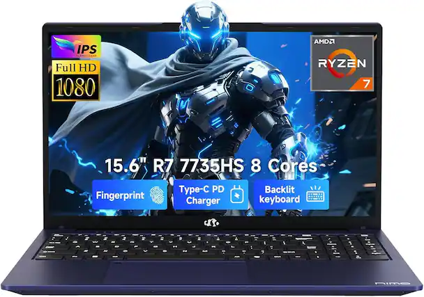IPS SUPER CLEAR Full HD 1080
AMD RYZEN 7
15.6" R7 7735HS 8 Cores
Fingerprint
Type-C PD Charger
Backlit keyboard