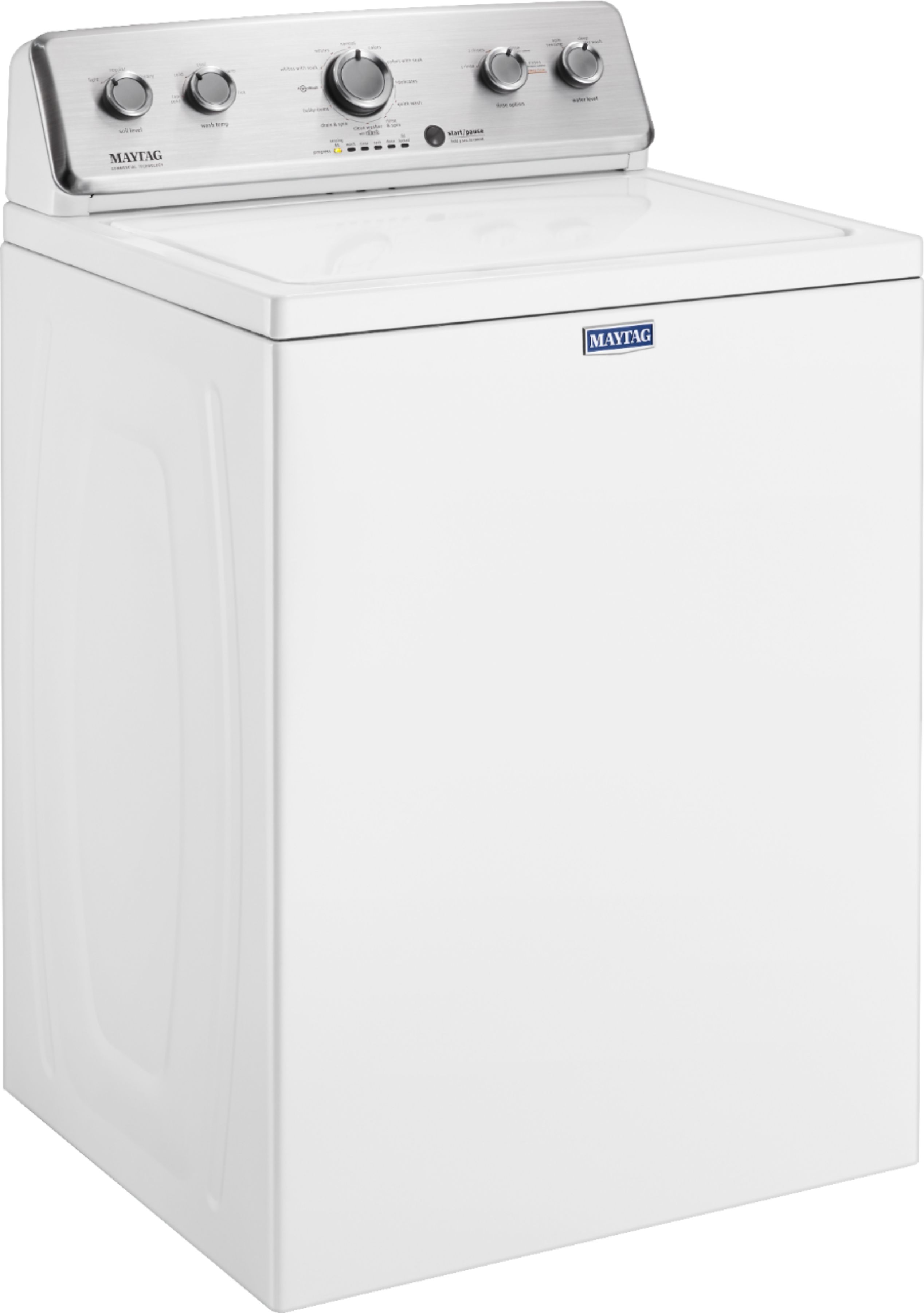 Angle View: Maytag - 3.8 Cu. Ft. High Efficiency Top Load Washer with PowerWash Agitator - White