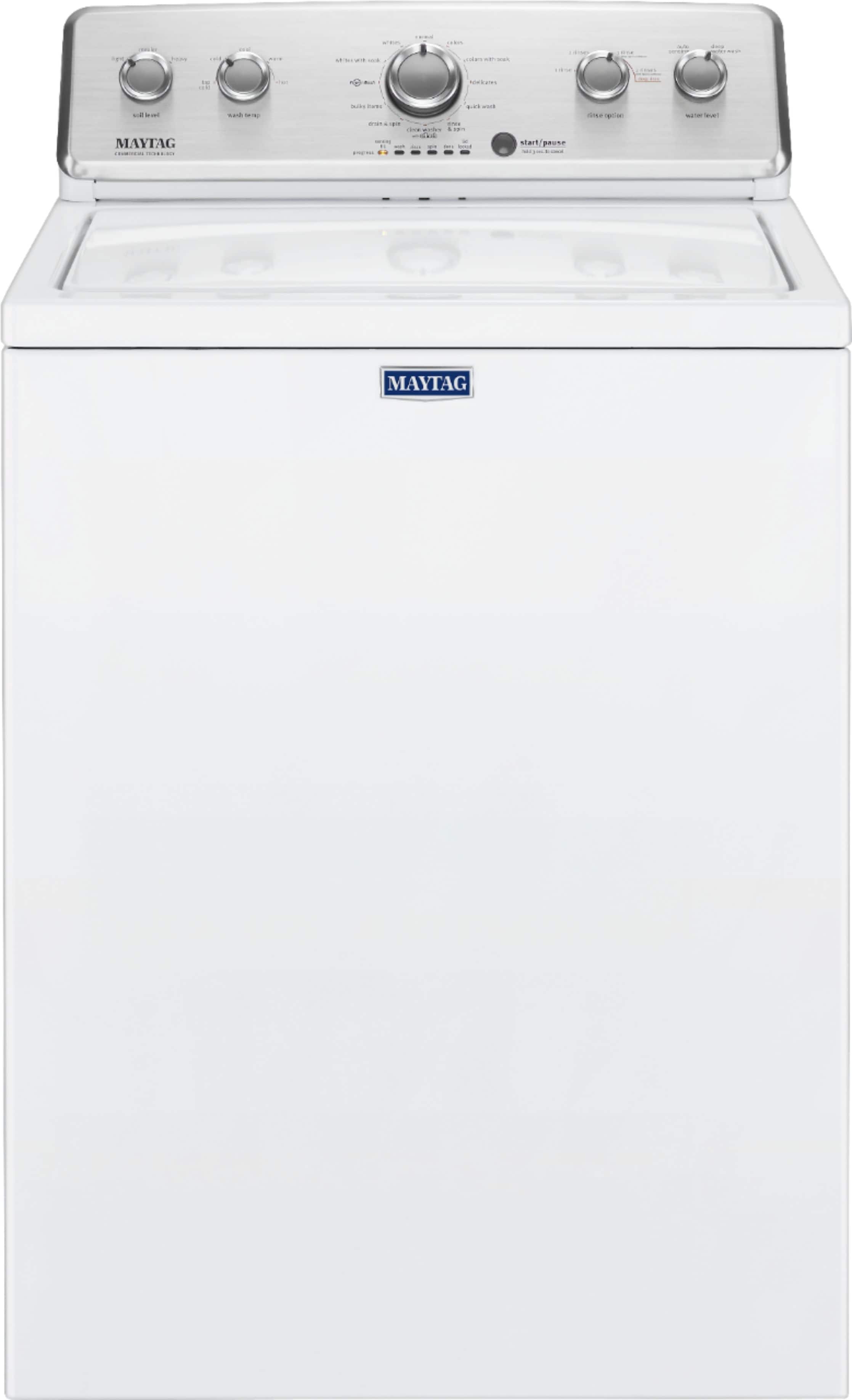 Front. Maytag - 3.8 Cu. Ft. High Efficiency Top Load Washer with PowerWash Agitator - White.