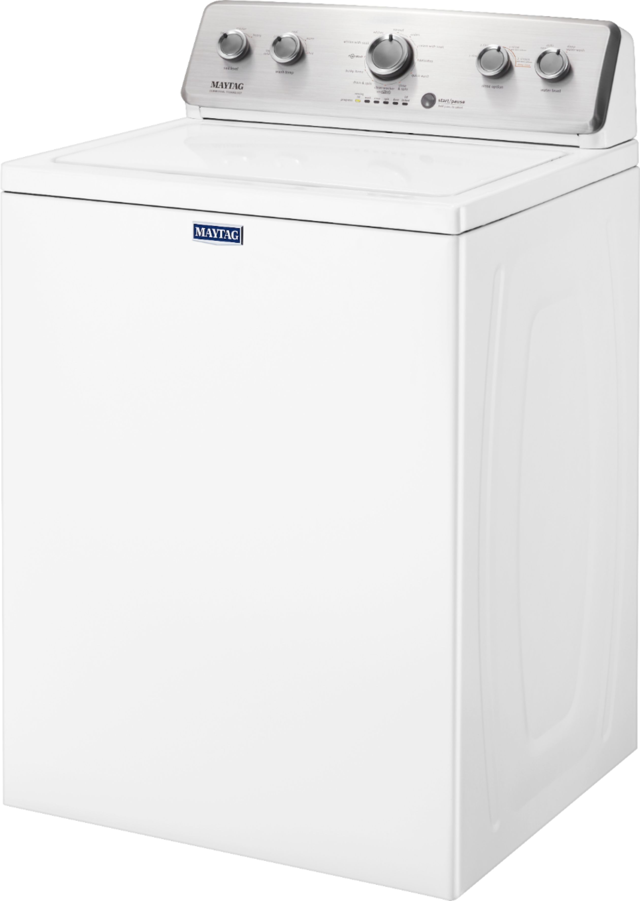 Left View: Maytag - 3.8 Cu. Ft. High Efficiency Top Load Washer with PowerWash Agitator - White