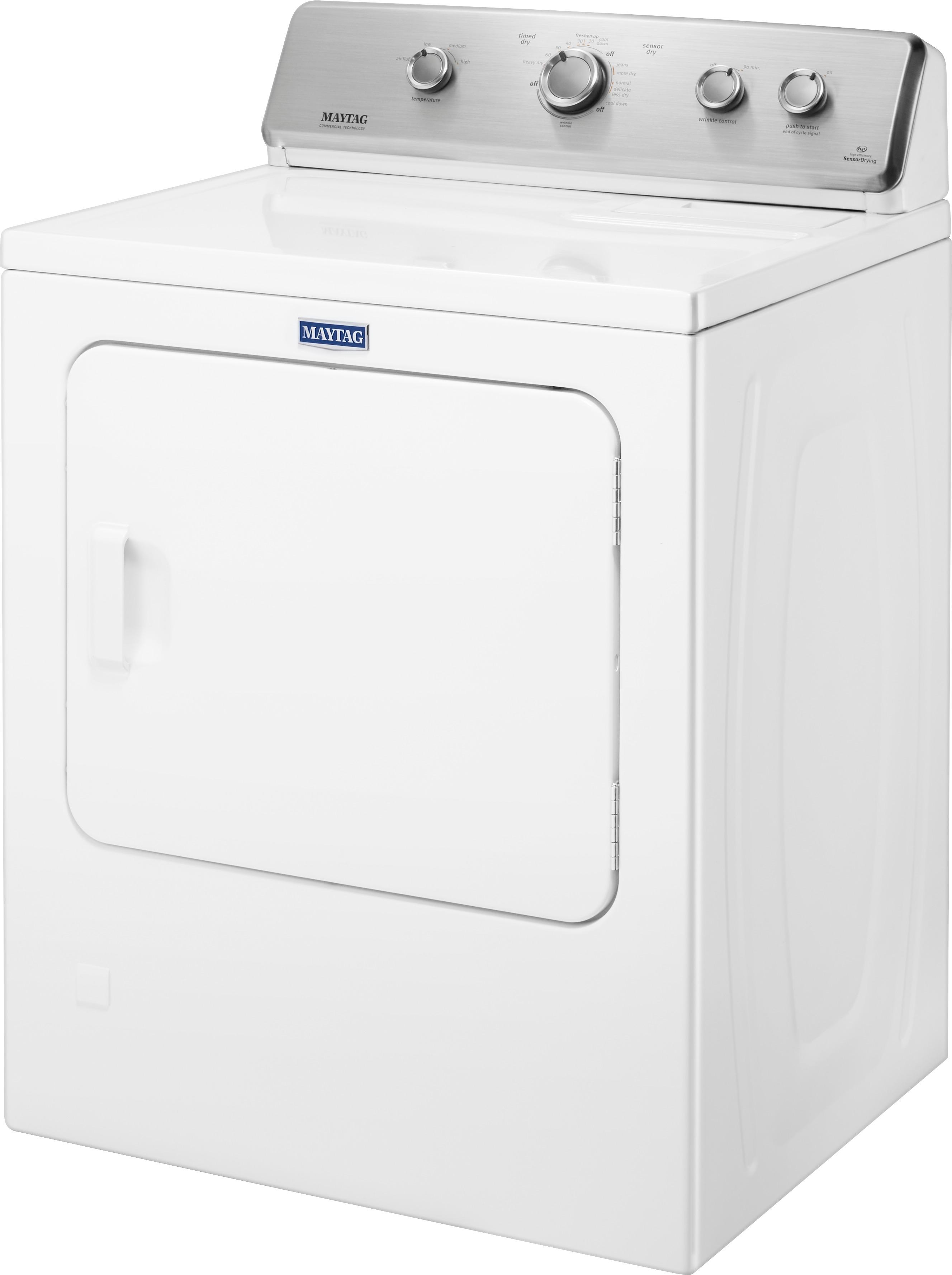Left View: Maytag - 7 Cu. Ft. Electric Dryer with Wrinkle Control Option - White