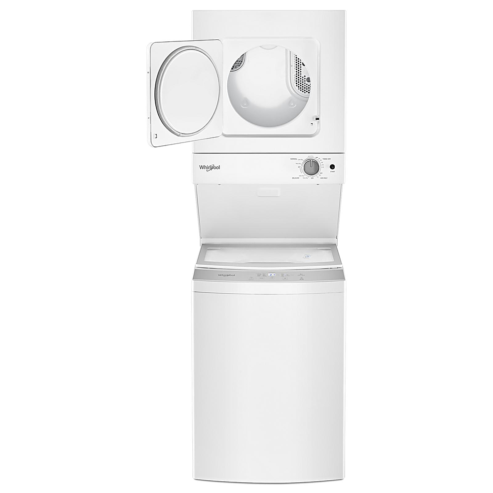 Angle View: Whirlpool - 1.6 Cu. Ft. Top Load Washer and 3.4 Cu. Ft. Electric Dryer with Smooth Wave Stainless Steel Wash Basket - White