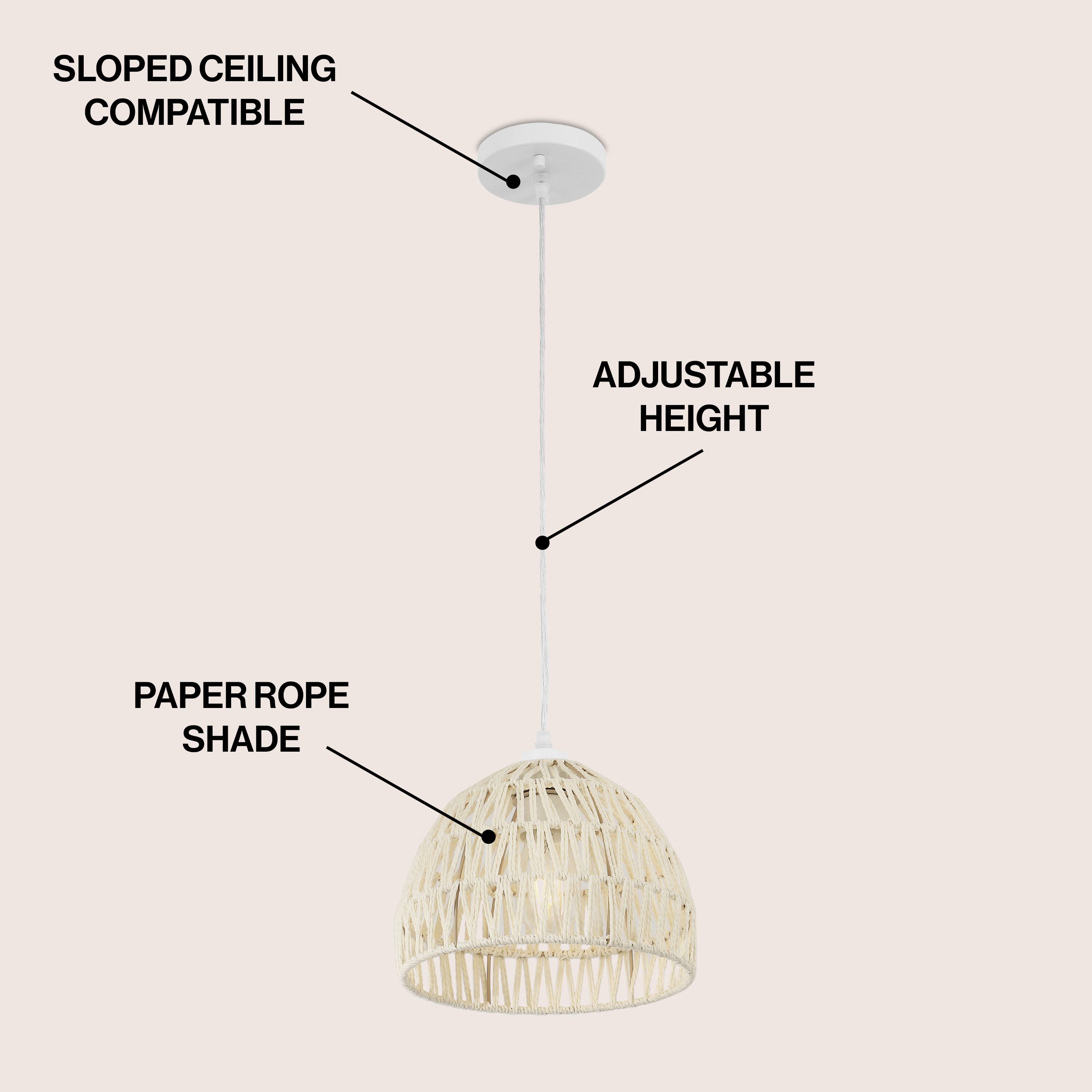 Sloped Ceiling Compatible Adjustable Height Paper Rope Shade