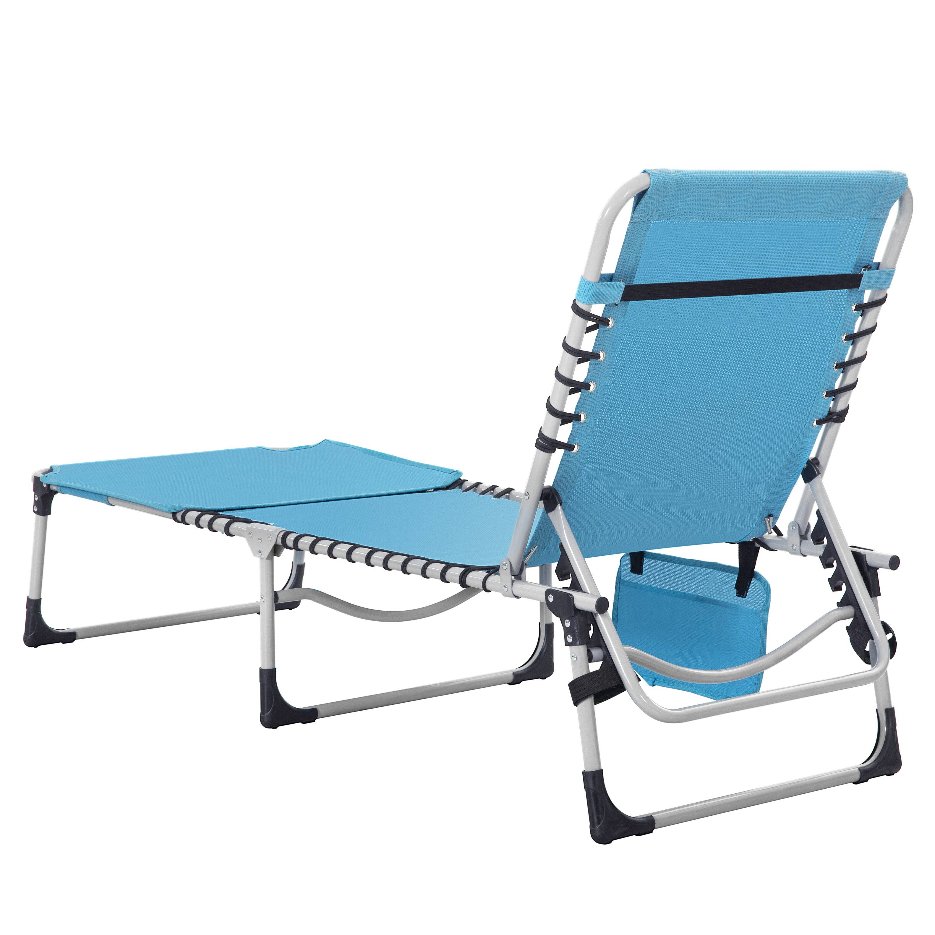 Alt View 9. Nuu Garden - Folding Textilene Chaise Lounge Chair, 5-Position Adjustable Recliner with Pillow and Face Hole - blue and light gray.