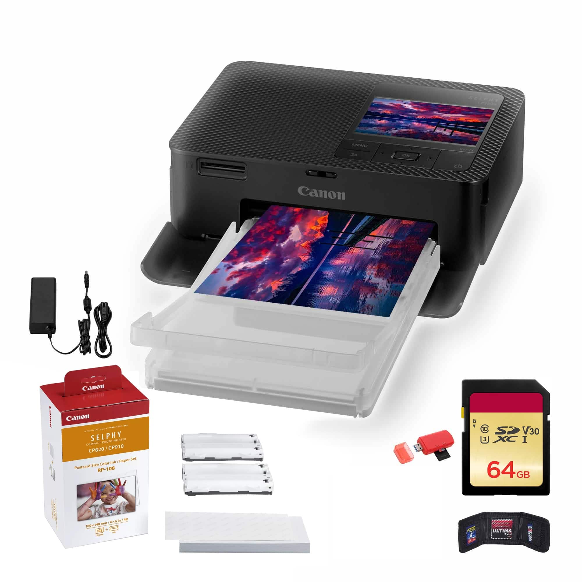 SELPHY  
MENU  
OK  
Canon  
Canon  
Canon SELPHY PHOTO COMPALY CP820 CP910 Paper Set Color lok/ Postcard Size RP-108  
SD V30 XC I 64GB  
at per - PARTY 230ml ME  
ULTIMA
