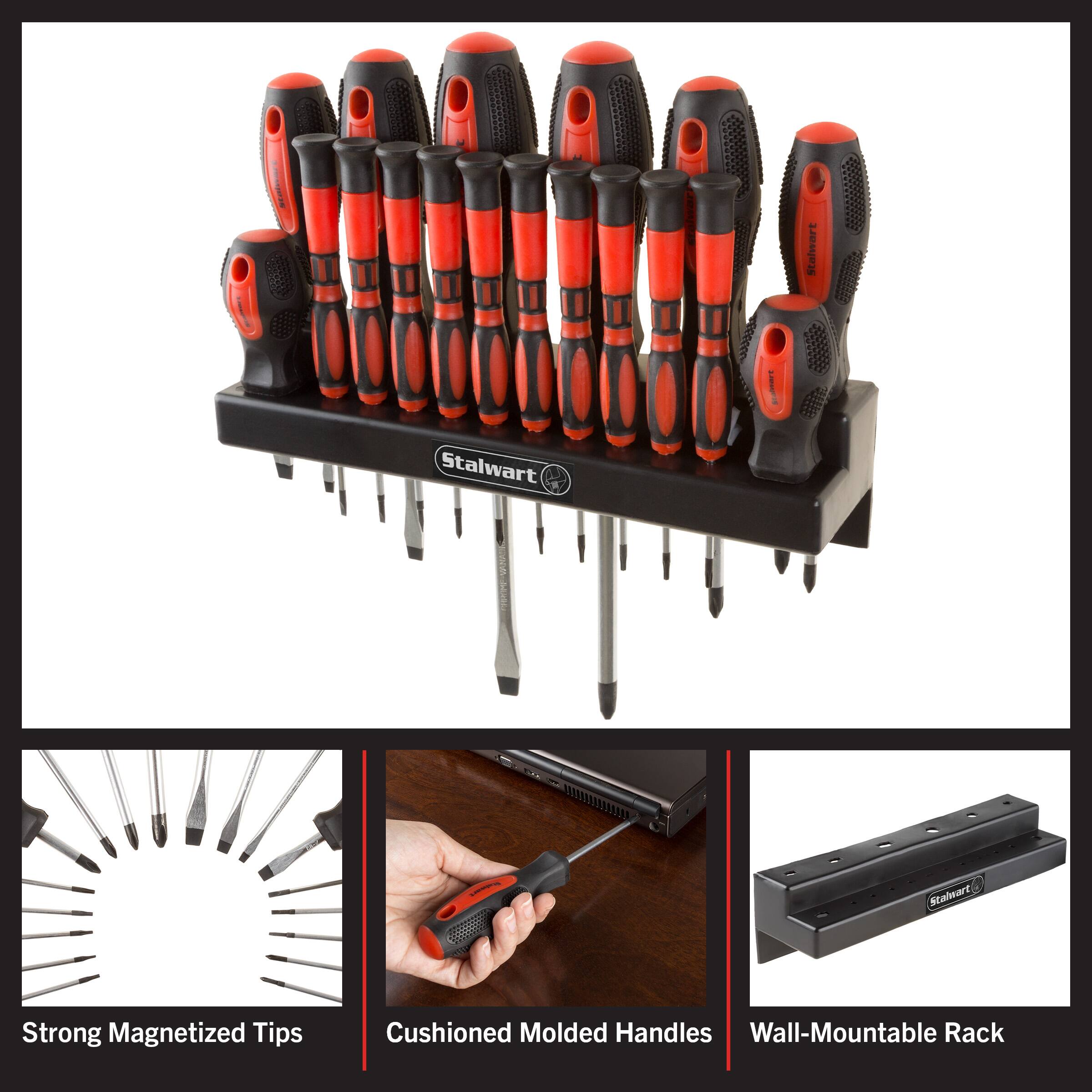 Stalwart Stalwart Stalwart Strong Magnetized Tips Cushioned Molded Handles Wall-Mountable Rack