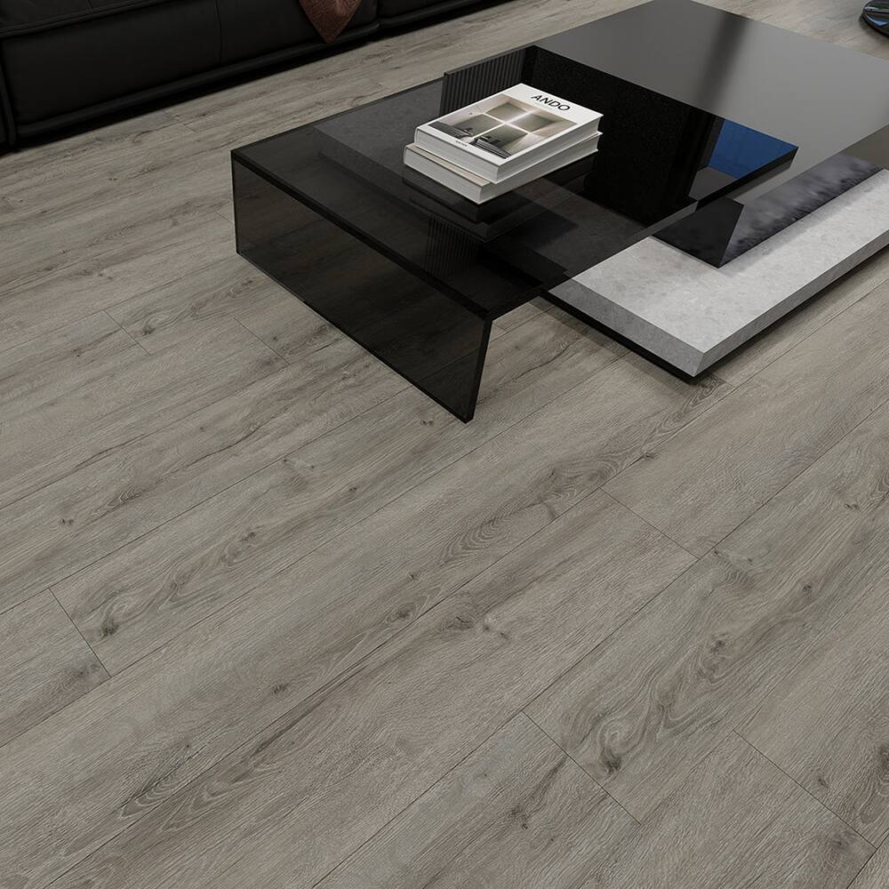 Angle. Dotfloor - 48"x7.2" SPC Composite Flooring; 12 Planks/Box (28.68 sq. ft/Box); 5mm Thick with 1mm IXPE Backing; 12 mil Wear Layer - London Plane.