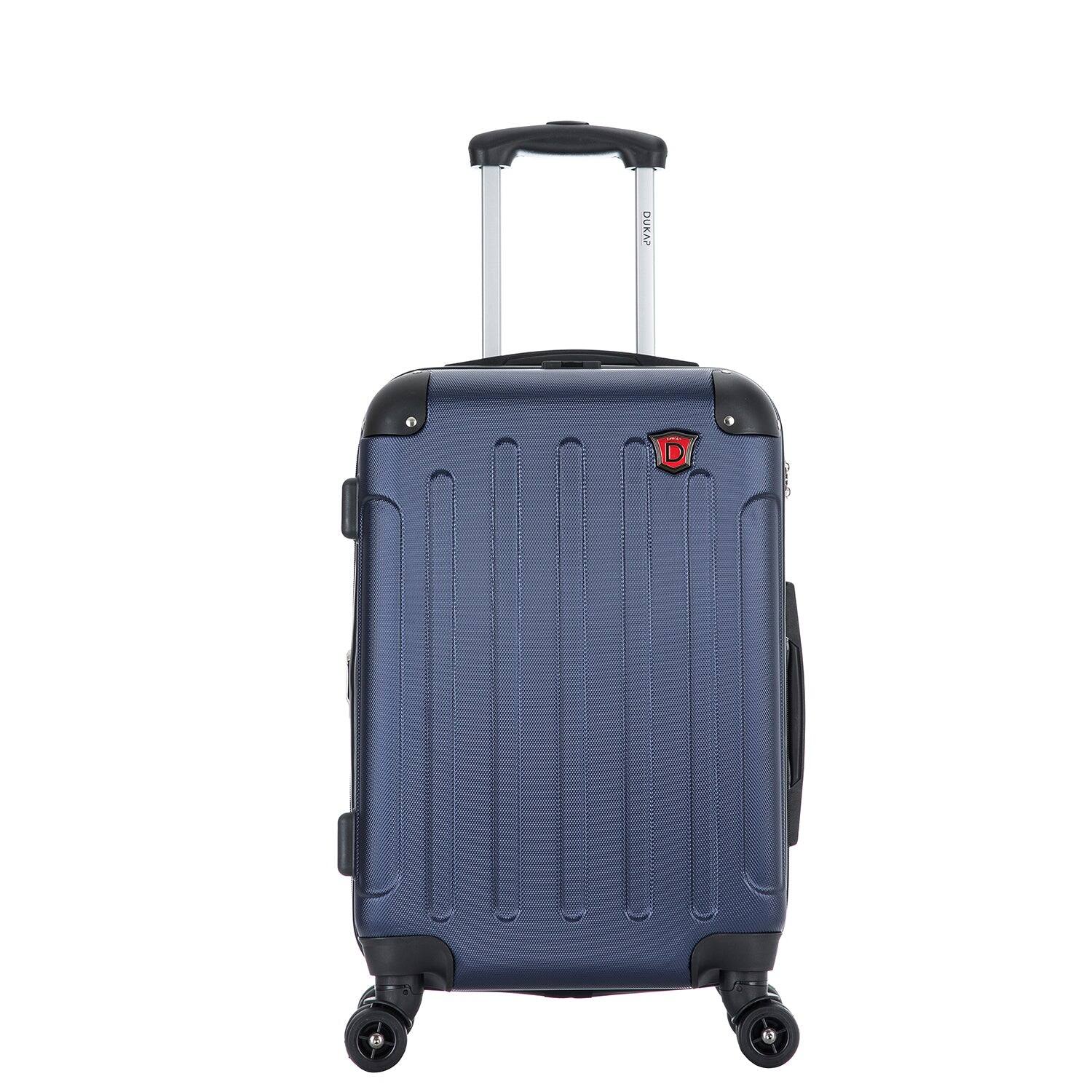 Angle. DUKAP - Intely Hardside Spinner Luggage 20" carry-on with integrated USB port - BLUE.