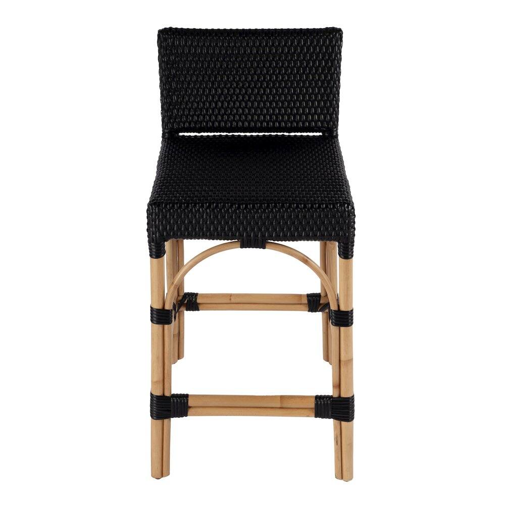 Back. Butler Specialty - Serienna 24.5 in. Seat Height Rectangular Rattan Low Back Counter Stool - Black.