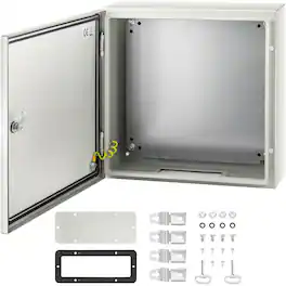 VEVOR - NEMA Steel Enclosure, 20 x 20 x 6 in, NEMA 4X Steel Electrical Box, IP66 Waterproof & Dustproof - Gray White