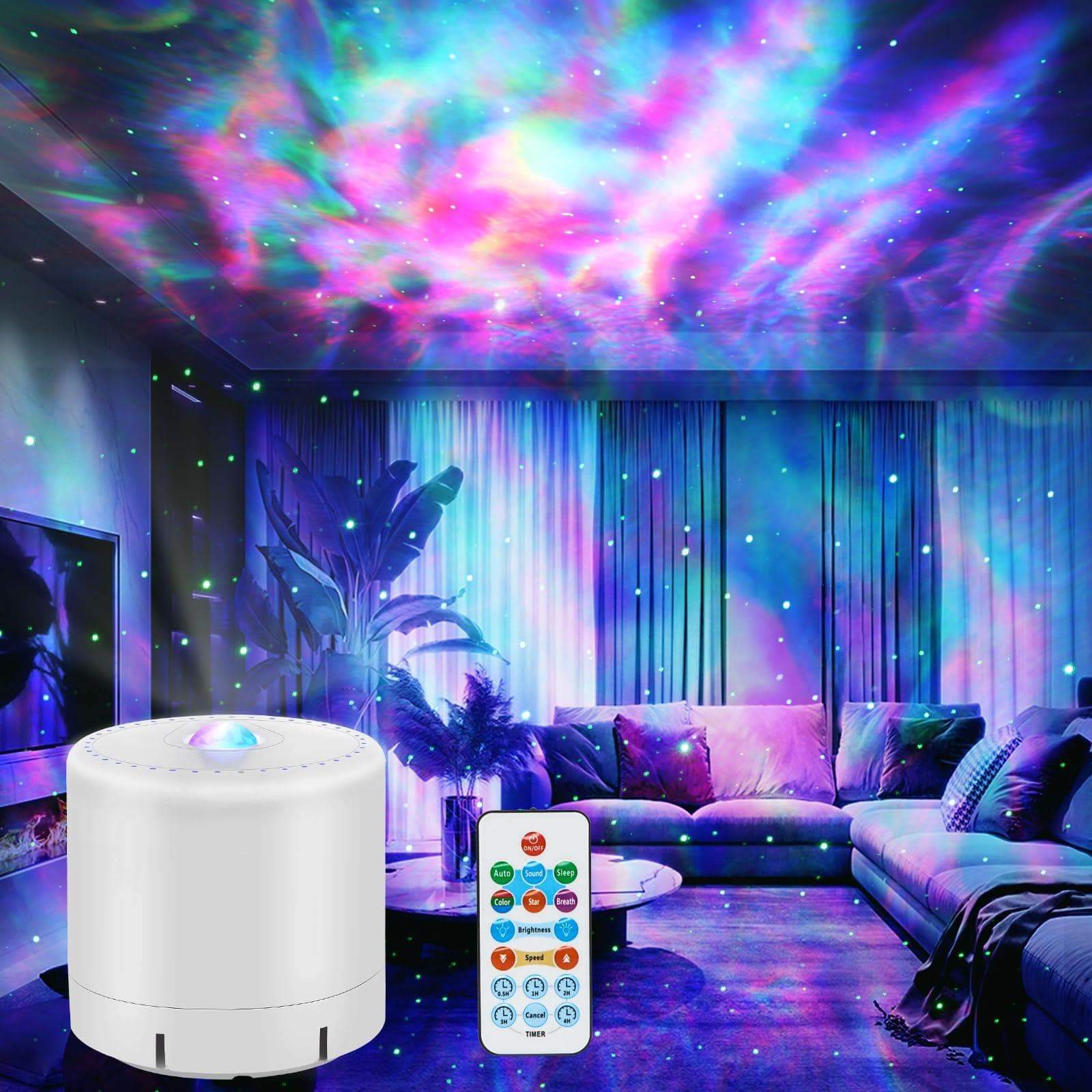 The Best Inks - Galaxy Projector Star With Timer And Remote Control For Adults Bedroom Decoration Party Night Light - 3in