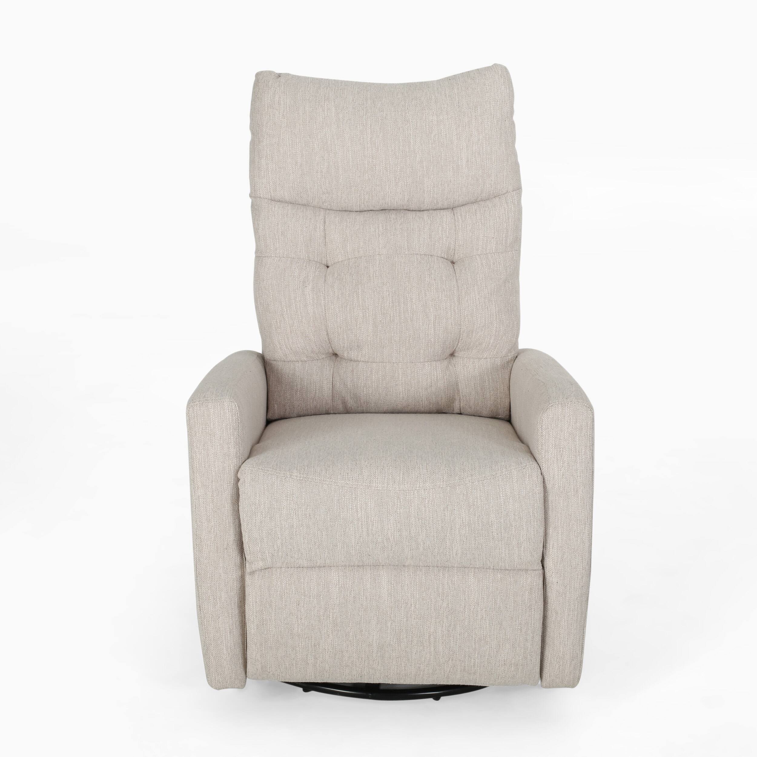 Angle. APRILSOUL - Recliner Chairs Swivel Rocker Glider Chair Nursery Recliner Upholstered Fabric Modern Armrests - Beige.