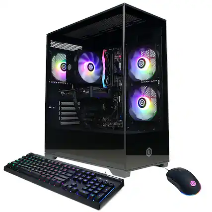 Front. CyberPowerPC - Gaming Desktop - AMD Ryzen 5 8400F - NVIDIA GeForce RTX 5060 Ti 8GB - 16GB DDR5 RGB - 1TB PCIe 4.0 SSD - Black.