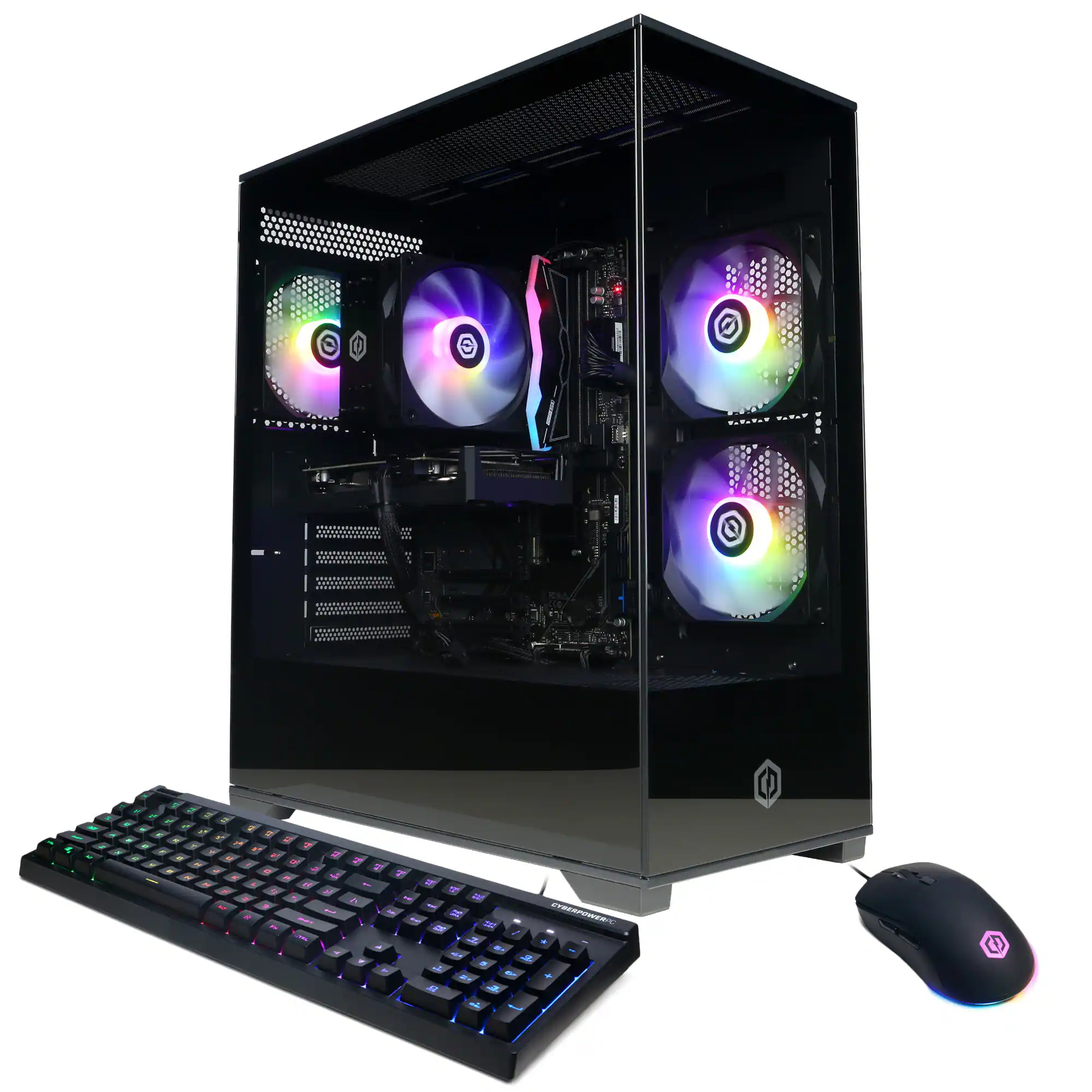 Front. CyberPowerPC - Gaming Desktop - AMD Ryzen 5 8400F - NVIDIA GeForce RTX 5060 Ti 8GB - 16GB DDR5 RGB - 1TB PCIe 4.0 SSD - Black.