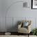 Alt View 6. FC Design - FC Design Modern 81" Tall Standing Adjustable Arched Floor Lamp with Drum Shade and Marble Base - Grey - Grey.