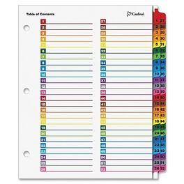Cardinal - OneStep Printable Table of Contents and Dividers, 52-Tab, 1/St - Multicolor