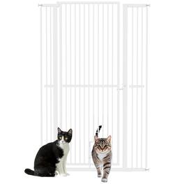 Pawhut - Extra Tall Pet Gate, 30"-41" Dog Gate with Cat Door, 1.4" Narrow Gap, 2.8" and 5.5" Extension