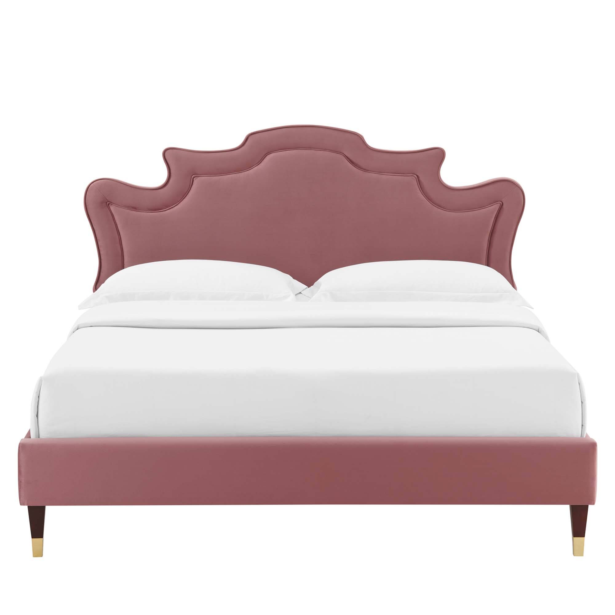 Alt View 6. Modway - Neena Performance Velvet King Bed - Red.