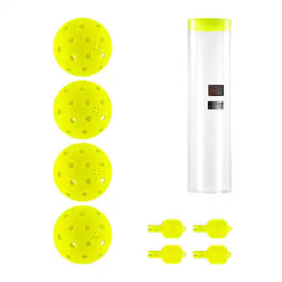 Front. Neewer - PB02 Glow Pickleball 4-Pack w/ Storage Tube - Green.