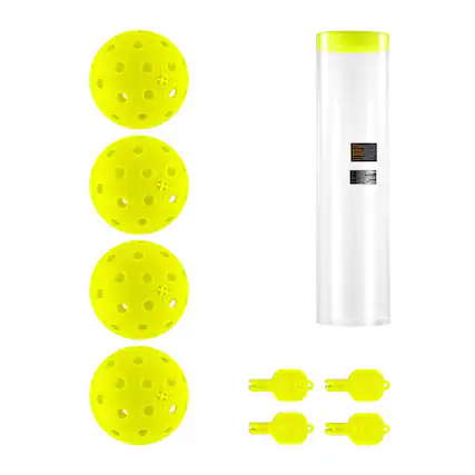 Front. Neewer - PB02 Glow Pickleball 4-Pack w/ Storage Tube - Green.