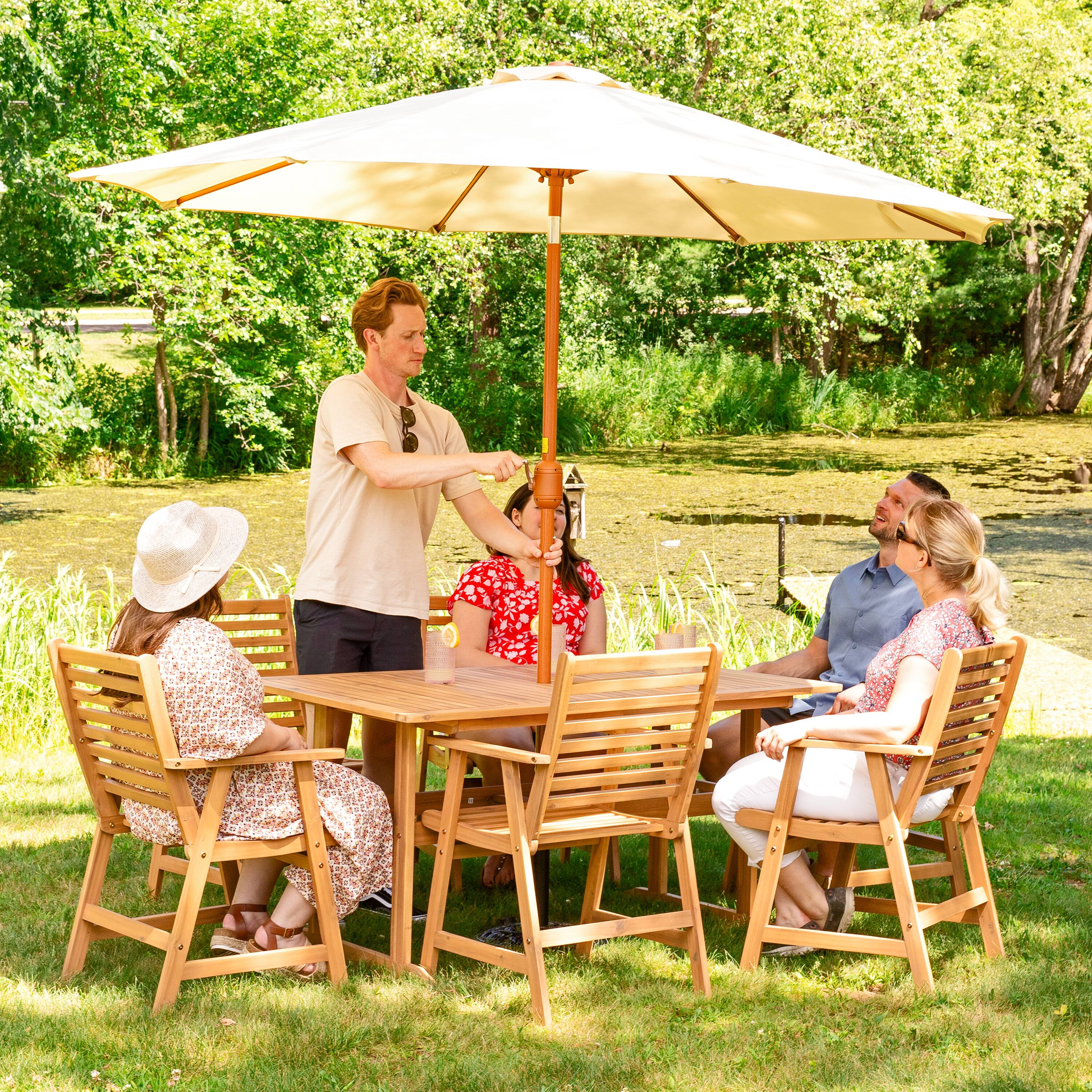 Alt View 8. Sunnydaze - 8.5 ft Patio Umbrella with Faux Woodgrain Finish - Beige.