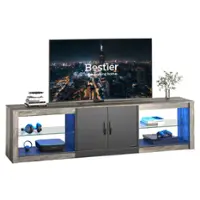Bestier LED Entertainment Center for Living Rooms Fits TVs up to 75 Inches - Gray - Front_Zoom