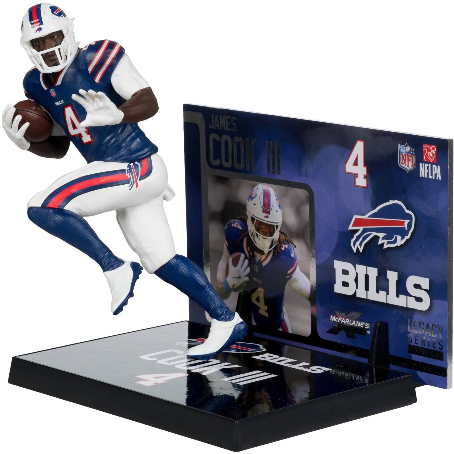- S 4 P JAMES COOK III 4 NFL T NFLPA 4 A BILLS McFARLANE'S SPORTSPICKS LEGACY SERIES FIGURES