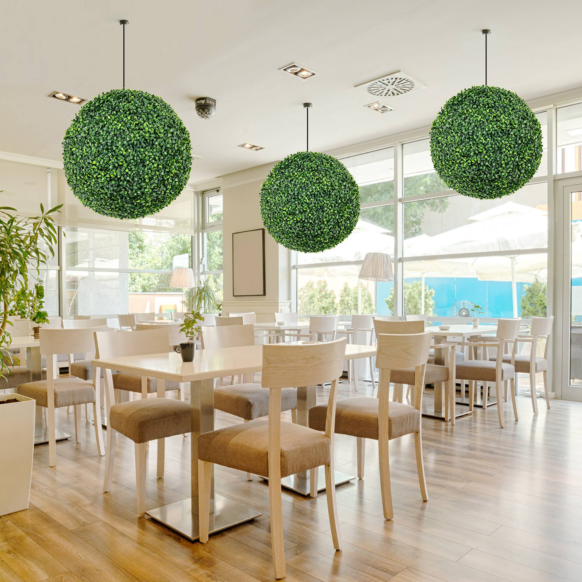 Alt View 4. Gymax - Gymax 2 PCS 20'' Artificial Boxwood Topiary Balls Sun-protective Round Greenery Bushes - Green.