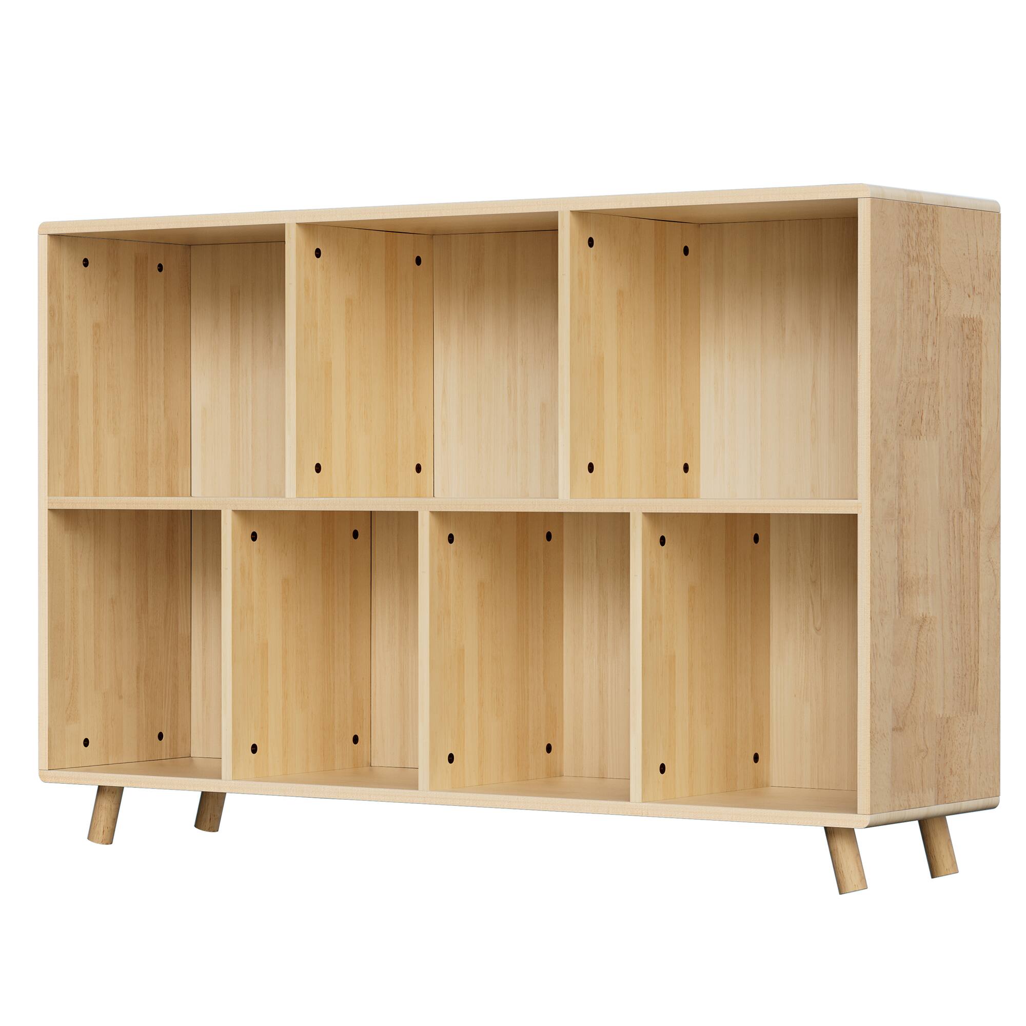 Alt View 6. Z-Edge - 7 Cube Storage Organizer, Wooden Bookcase with Storage, 45 Inch Cube Storage Bookshelf for Bedroom and Home Office - Natural.