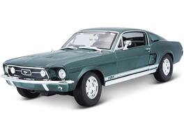 1967 Ford Mustang GTA Fastback Green Metallic with White Stripes 1/18 Diecast Model Car by Maisto