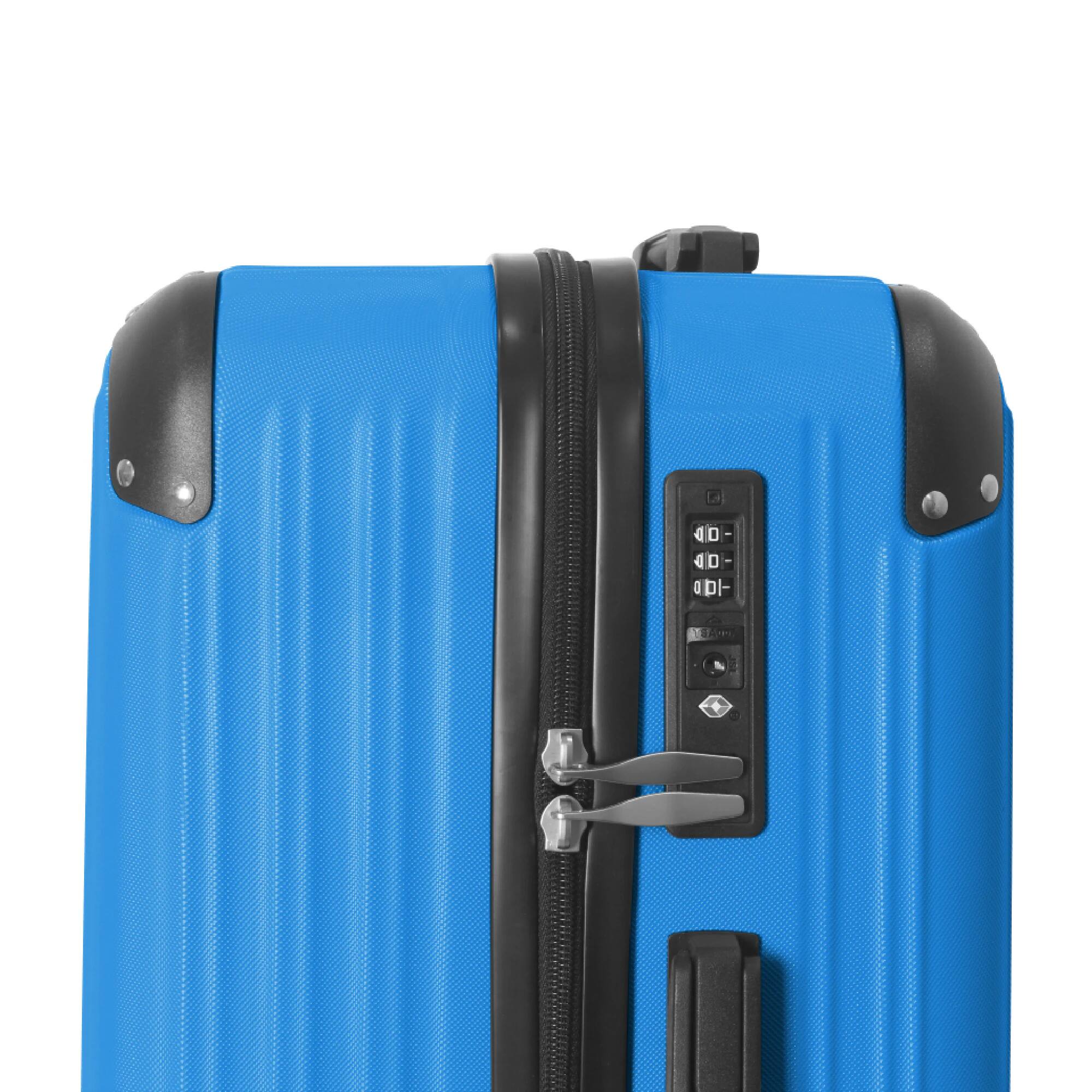 Alt View 8. Bestier - 3-Piece ABS Hardshell Luggage Set (20”/24”/26”) with Spinner Wheels, TSA Lock & Telescopic Handle - Deep Blue.