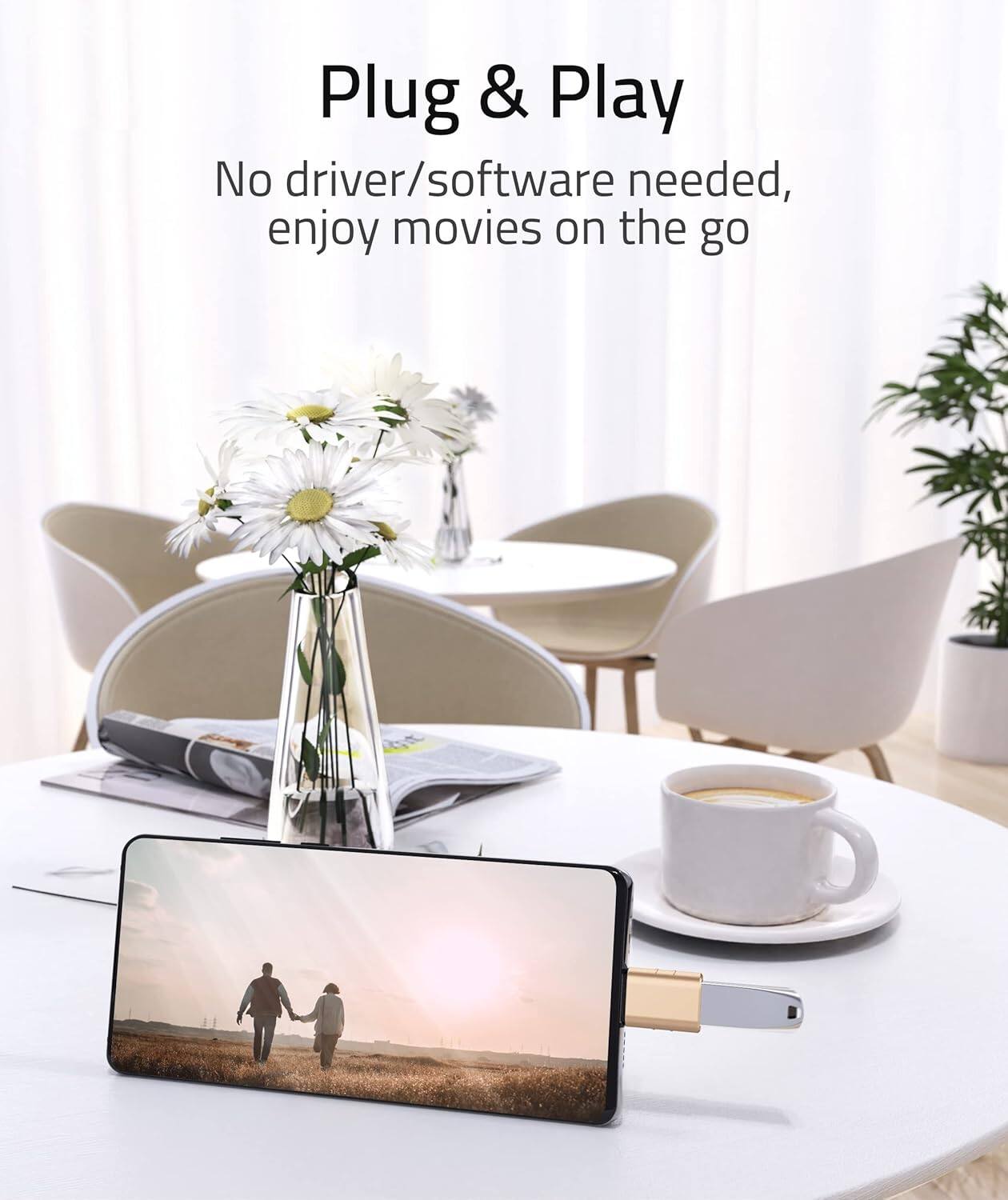 Plug & Play  
No driver/software needed, enjoy movies on the go