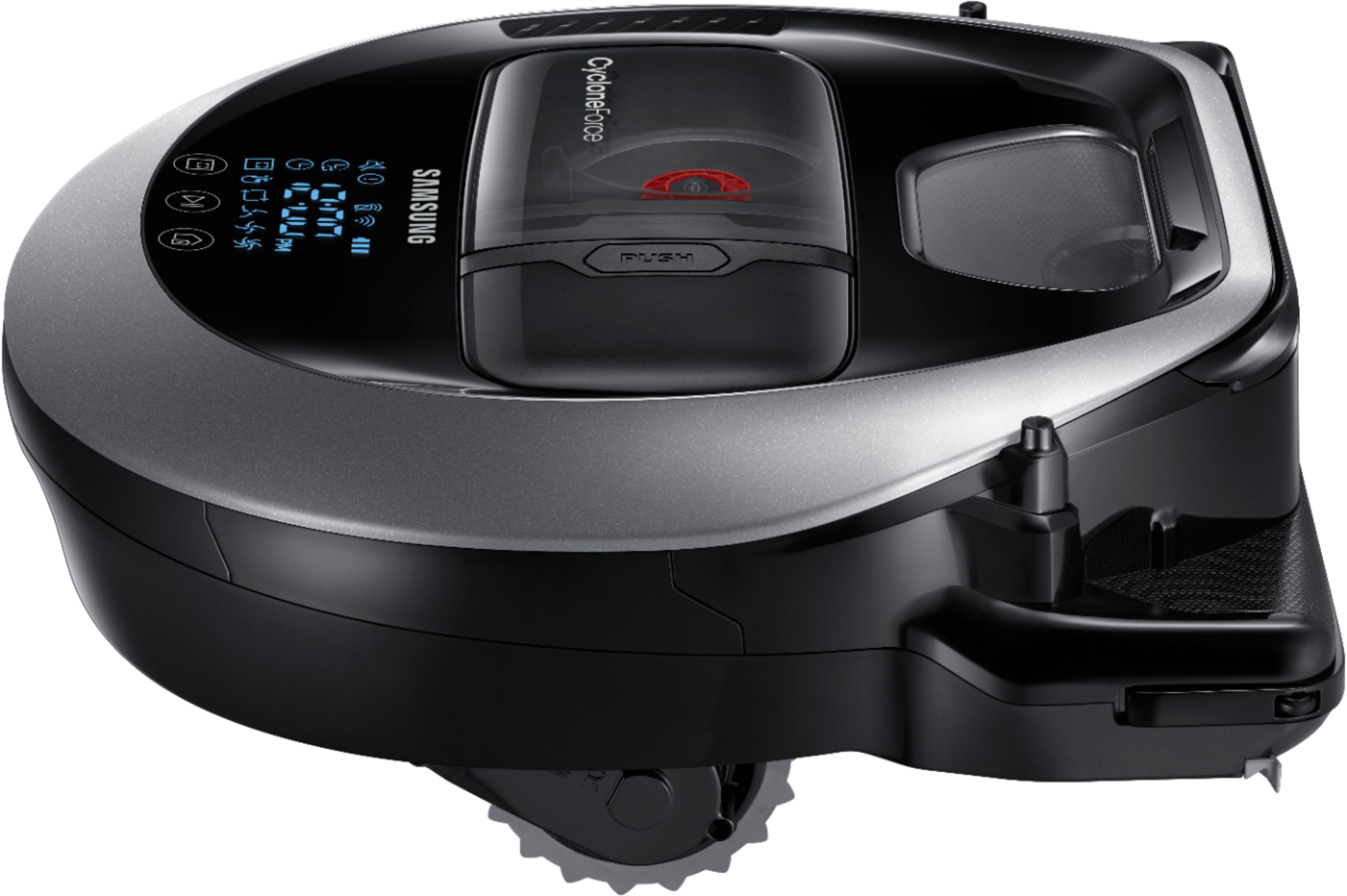 Left View: Samsung - POWERbot™ Wi-Fi Connected Robot Vacuum with Visionary Mapping™ - Satin Titanium