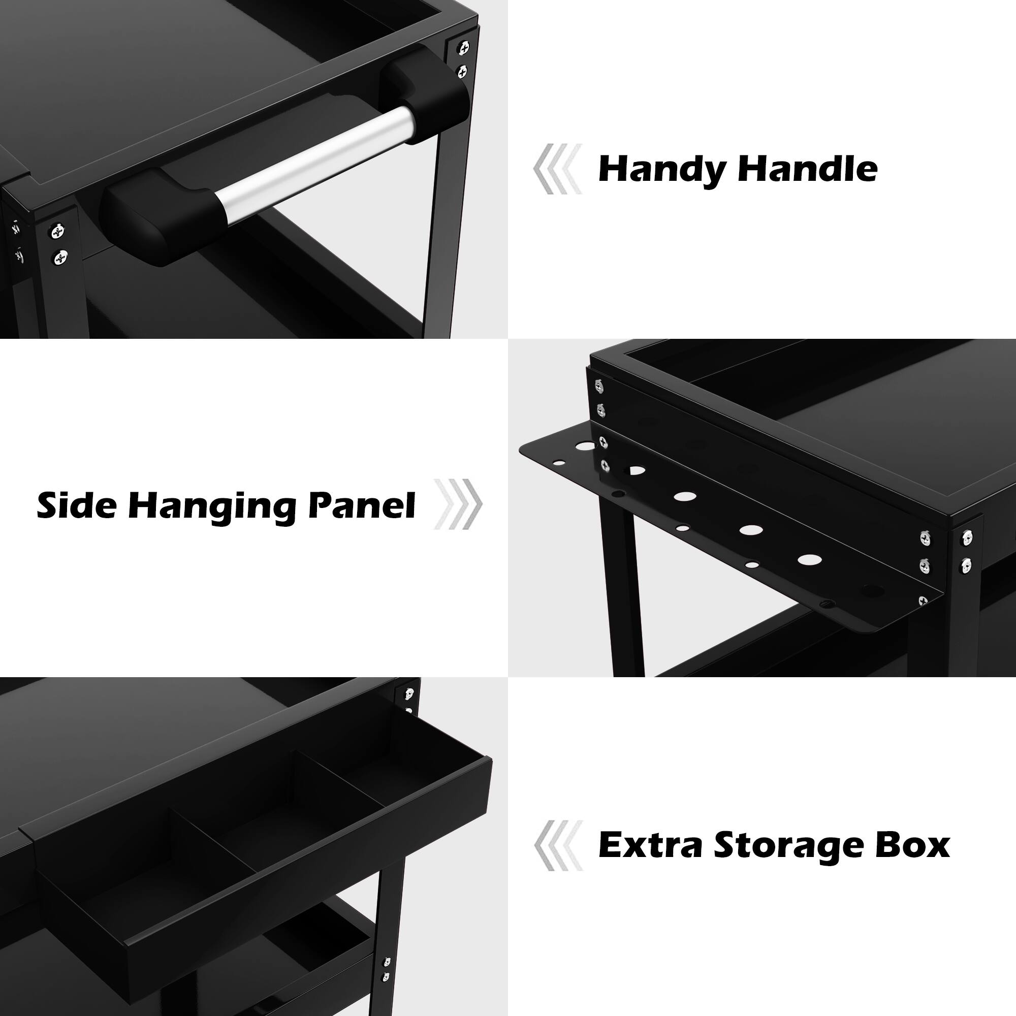 Handy Handle  
Side Hanging Panel  
Extra Storage Box
