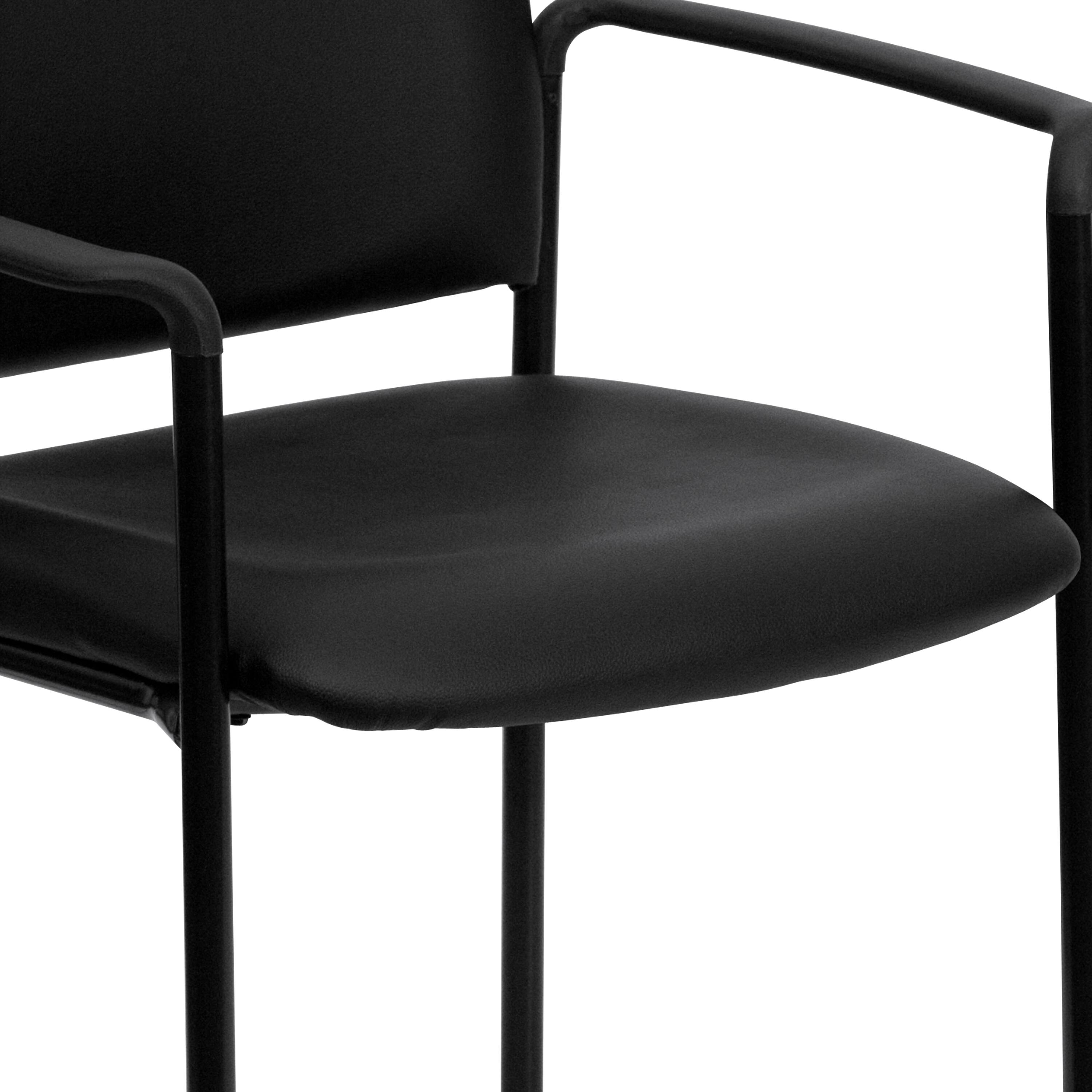 Alt View 8. Emma + Oliver - Comfort Stackable Steel Side Reception Chair with Arms - Black Vinyl.