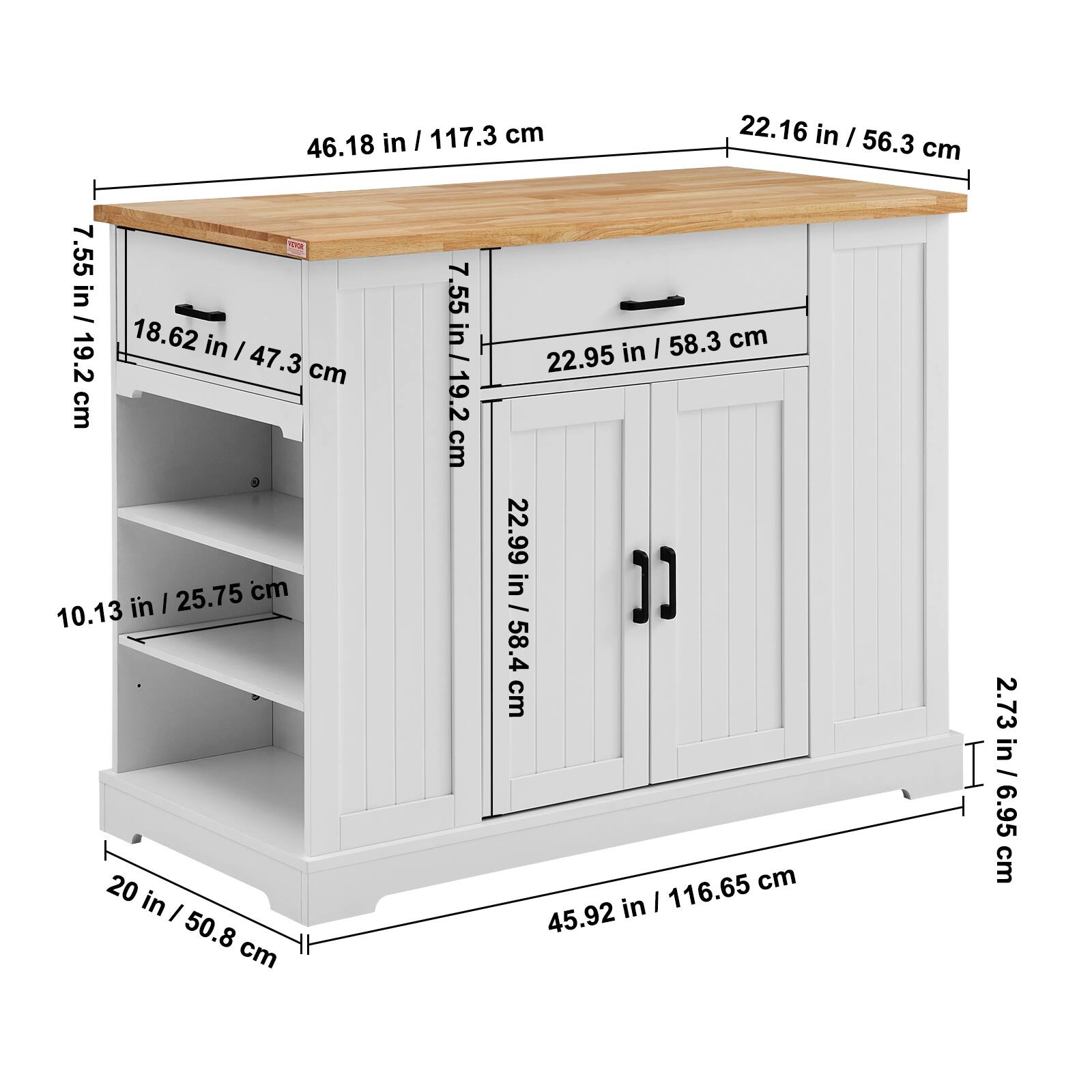 46.18 in / 117.3 cm
22.16 in / 56.3 cm
7.55 in / 19.2 cm
18.62 in / 47.3 cm
10.13 in / 25.75 cm
20 in / 50.8 cm
7.55 in / 19.2 cm
22.95 in / 58.3 cm
22.99 in / 58.4 cm
45.92 in / 116.65 cm
2.73 in / 6.95 cm