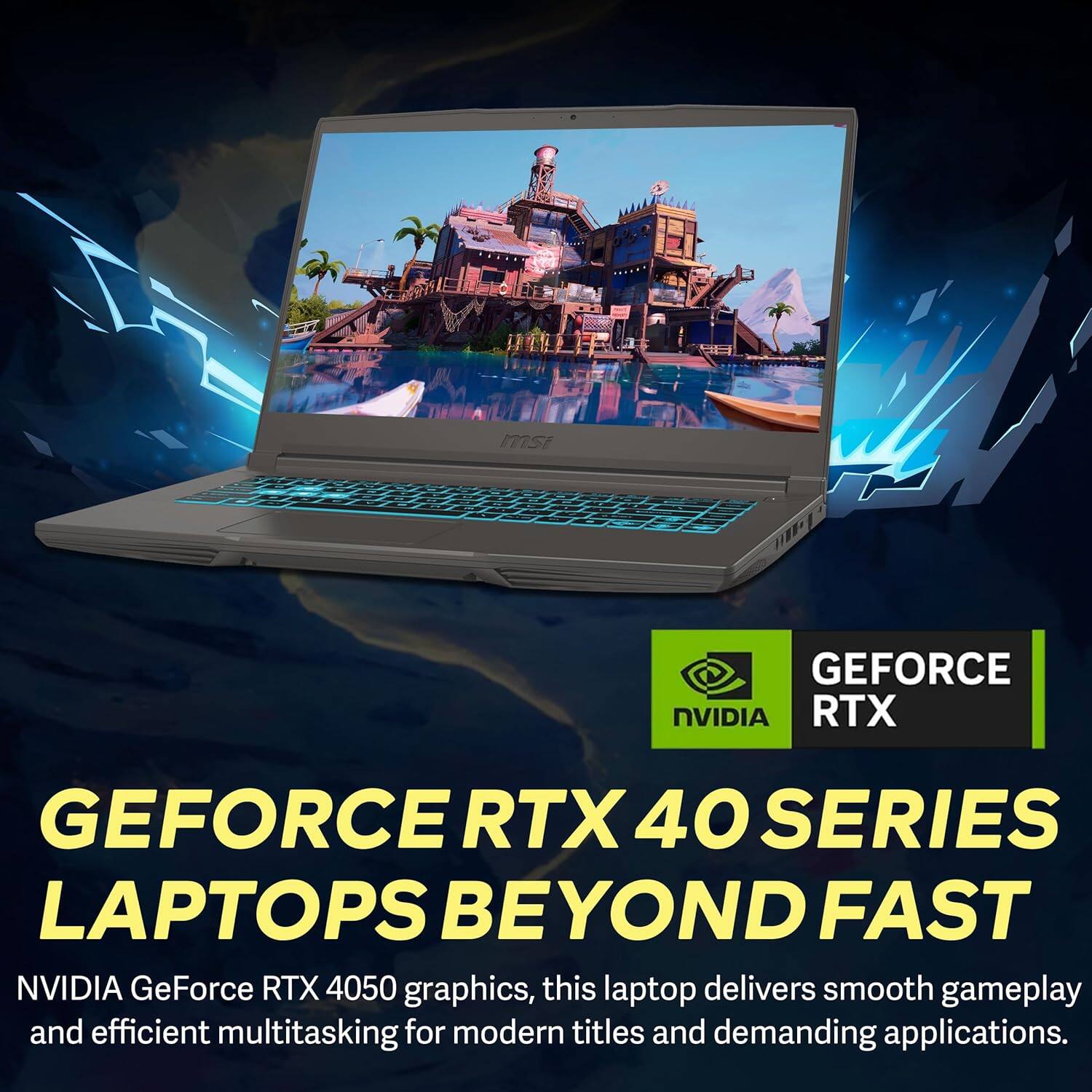 GEFORCE RTX 40 SERIES LAPTOPS BEYOND FAST

NVIDIA GeForce RTX 4050 graphics, this laptop delivers smooth gameplay and efficient multitasking for modern titles and demanding applications.