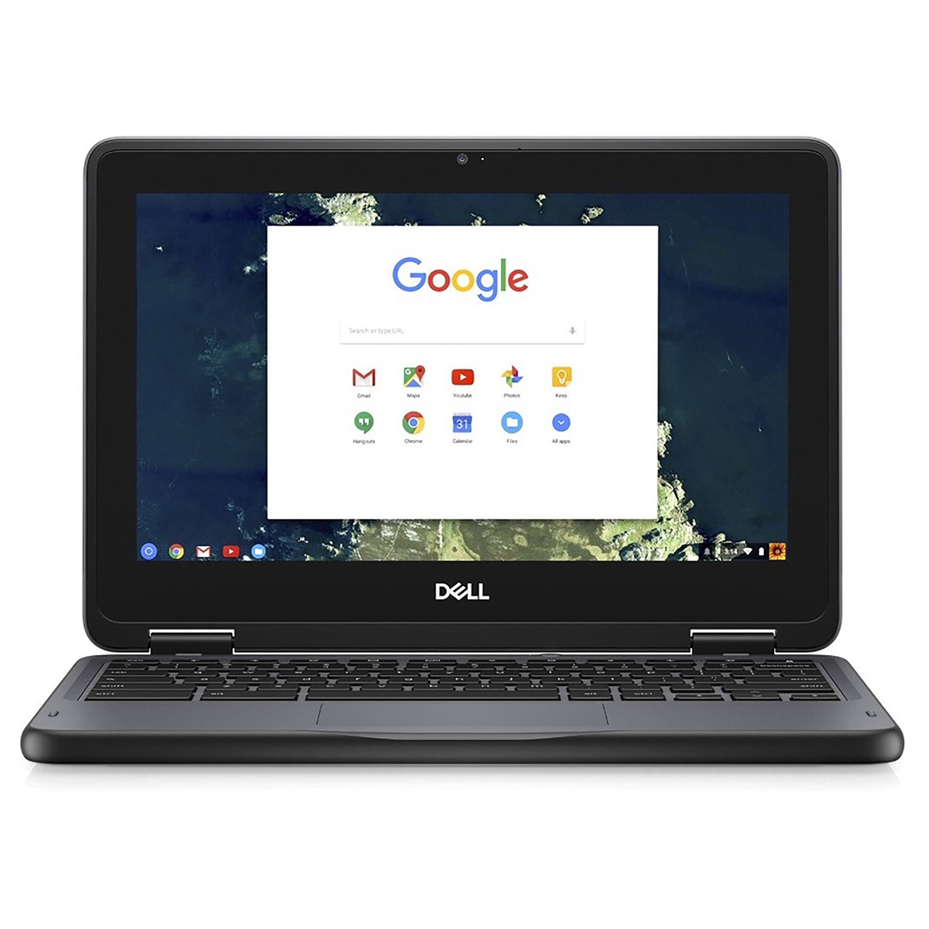 Front. Dell - Chromebook 11 3000 11.6" Touch-Screen Chromebook - Intel Celeron - 4 GB Memory - 32 GB eMMC - Gray.