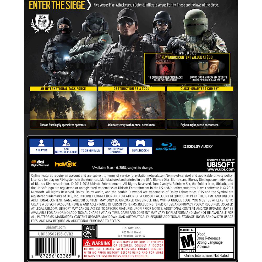 Best Buy: Clancy's Rainbow Six Advanced PlayStation 4 UBP30502156
