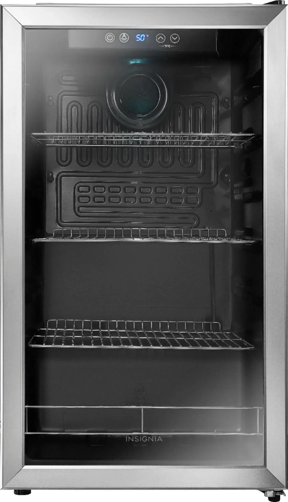 Insignia™ 115 Can Beverage Cooler Stainless Steel NSBC115SS9 Open
