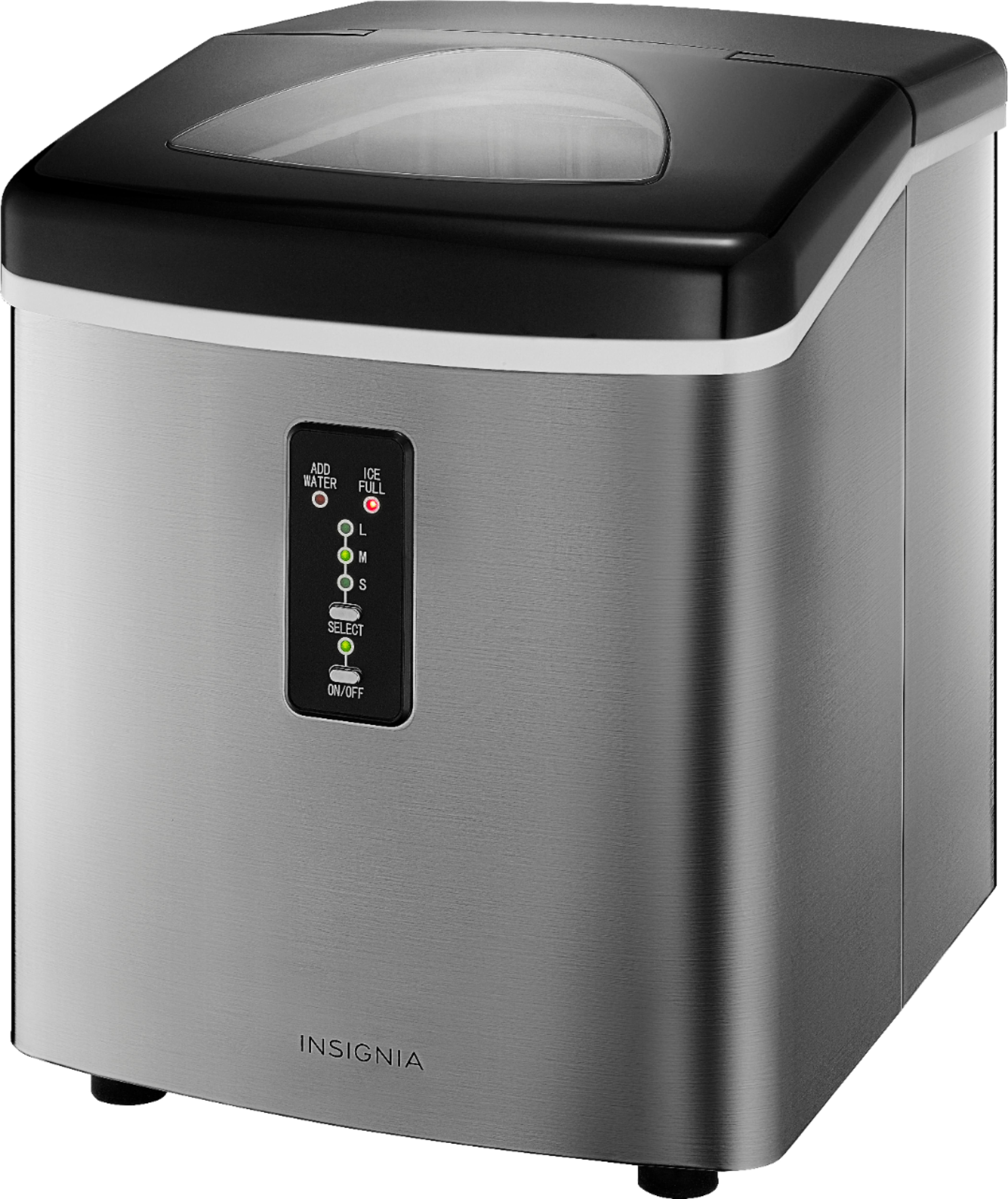 Left View: Insignia™ - 33-Lb. Portable Ice Maker - Stainless Steel
