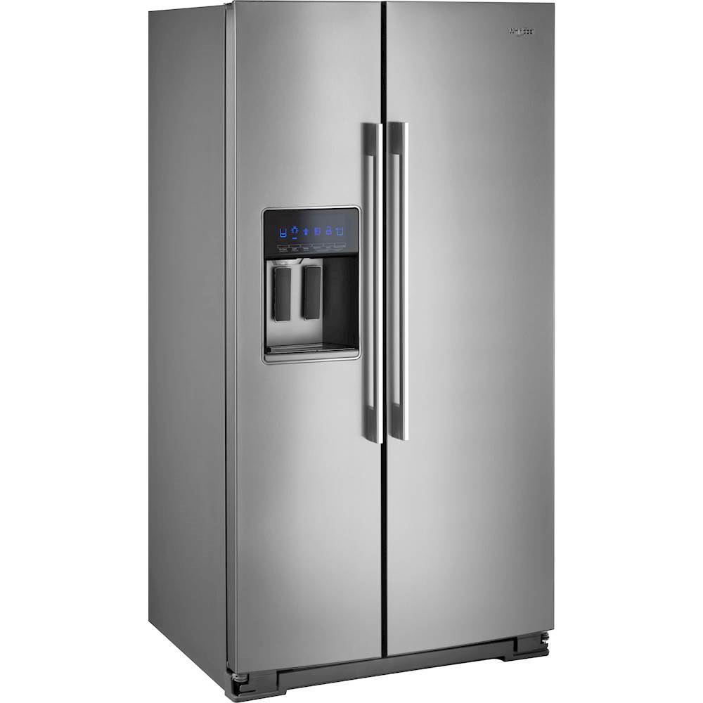 Angle View: Whirlpool - 20.6 Cu. Ft. Side-by-Side Counter-Depth Refrigerator - Stainless steel