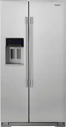 Front. Whirlpool - 20.6 Cu. Ft. Side-by-Side Counter-Depth Refrigerator - Stainless steel.