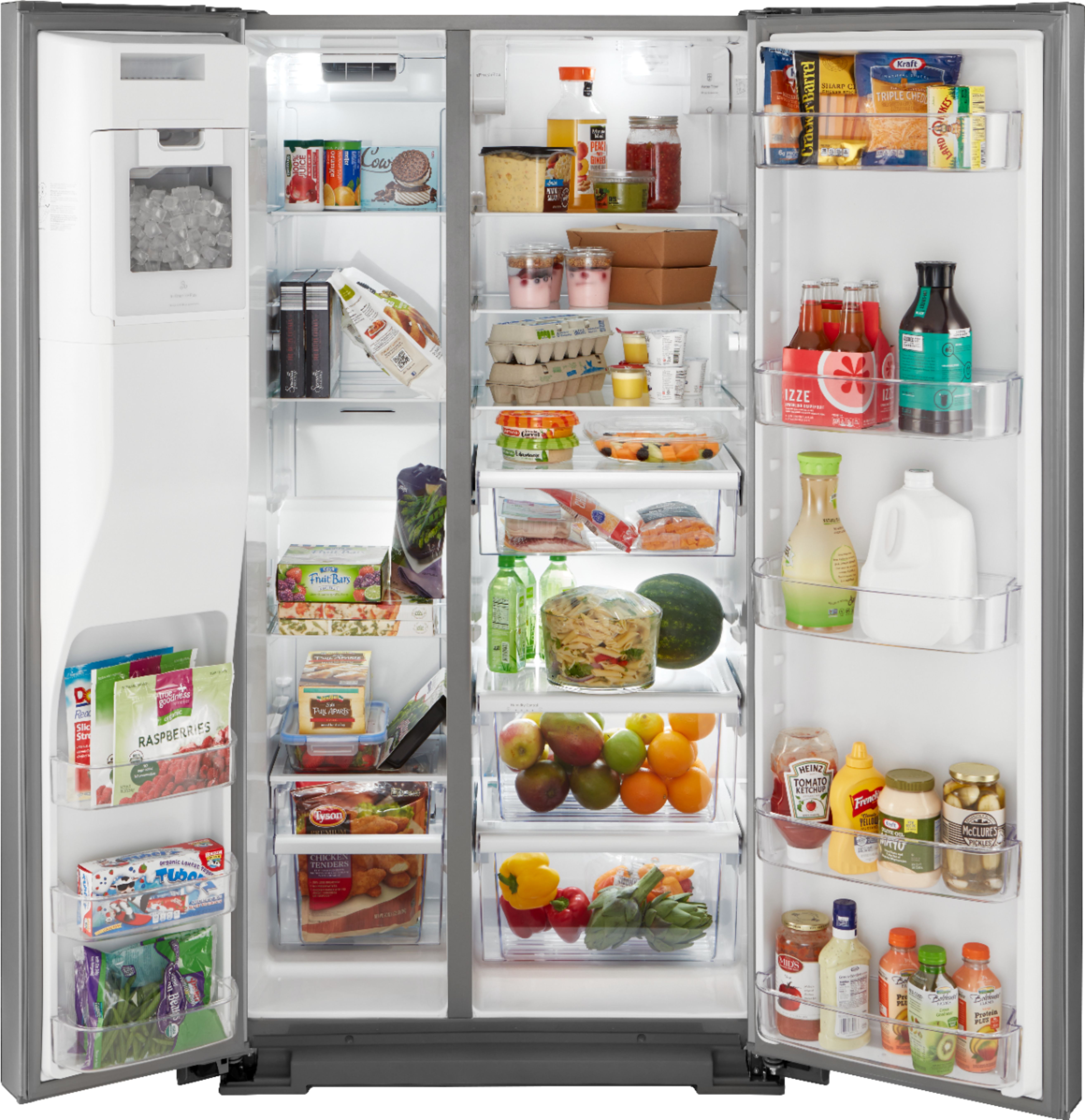 Left View: Whirlpool - 20.6 Cu. Ft. Side-by-Side Counter-Depth Refrigerator - Stainless steel