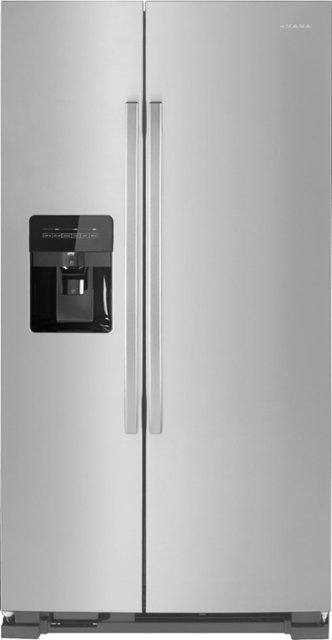 Front Zoom. Amana - 24.5 Cu. Ft. Side-by-Side Refrigerator with Water and Ice Dispenser - Stainless Steel.