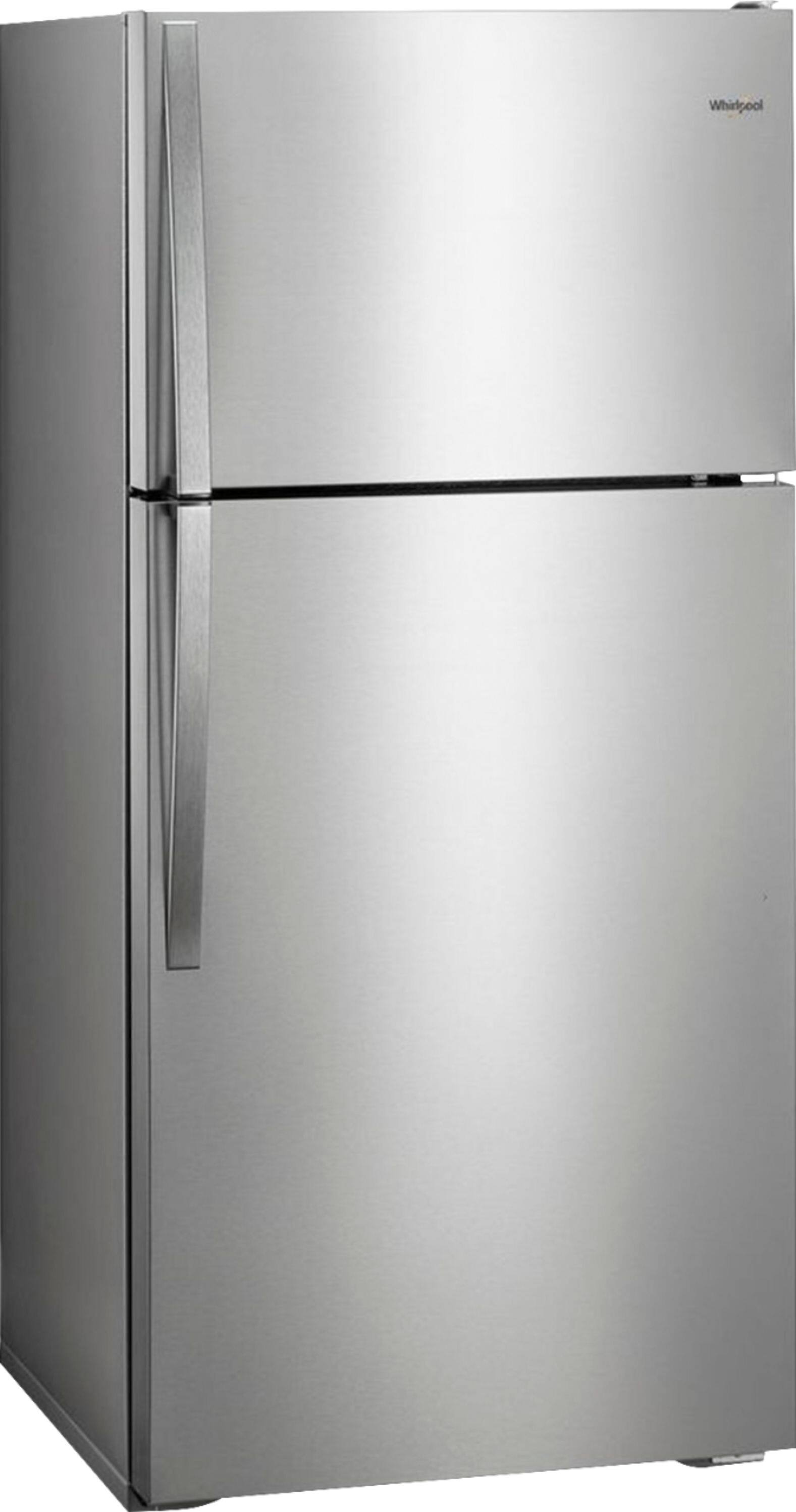 Angle. Whirlpool - 14.3 Cu. Ft. Top-Freezer Refrigerator - Monochromatic Stainless Steel.