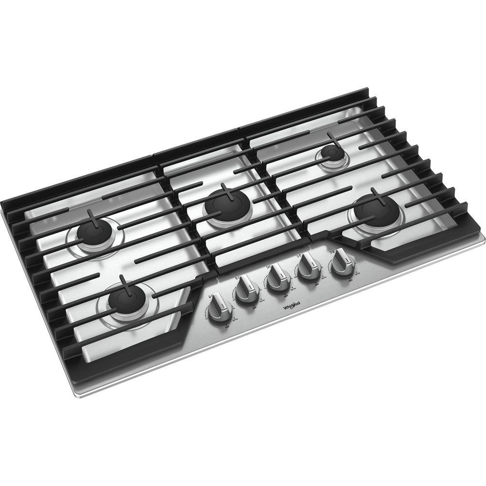 Left View: Bosch - 800 Series 30" Built-In Gas Cooktop with 4 burners - Black